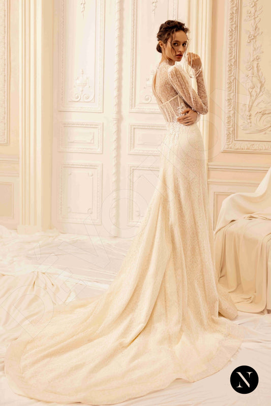 Nava Trumpet/Mermaid High neck Nude Wedding dress