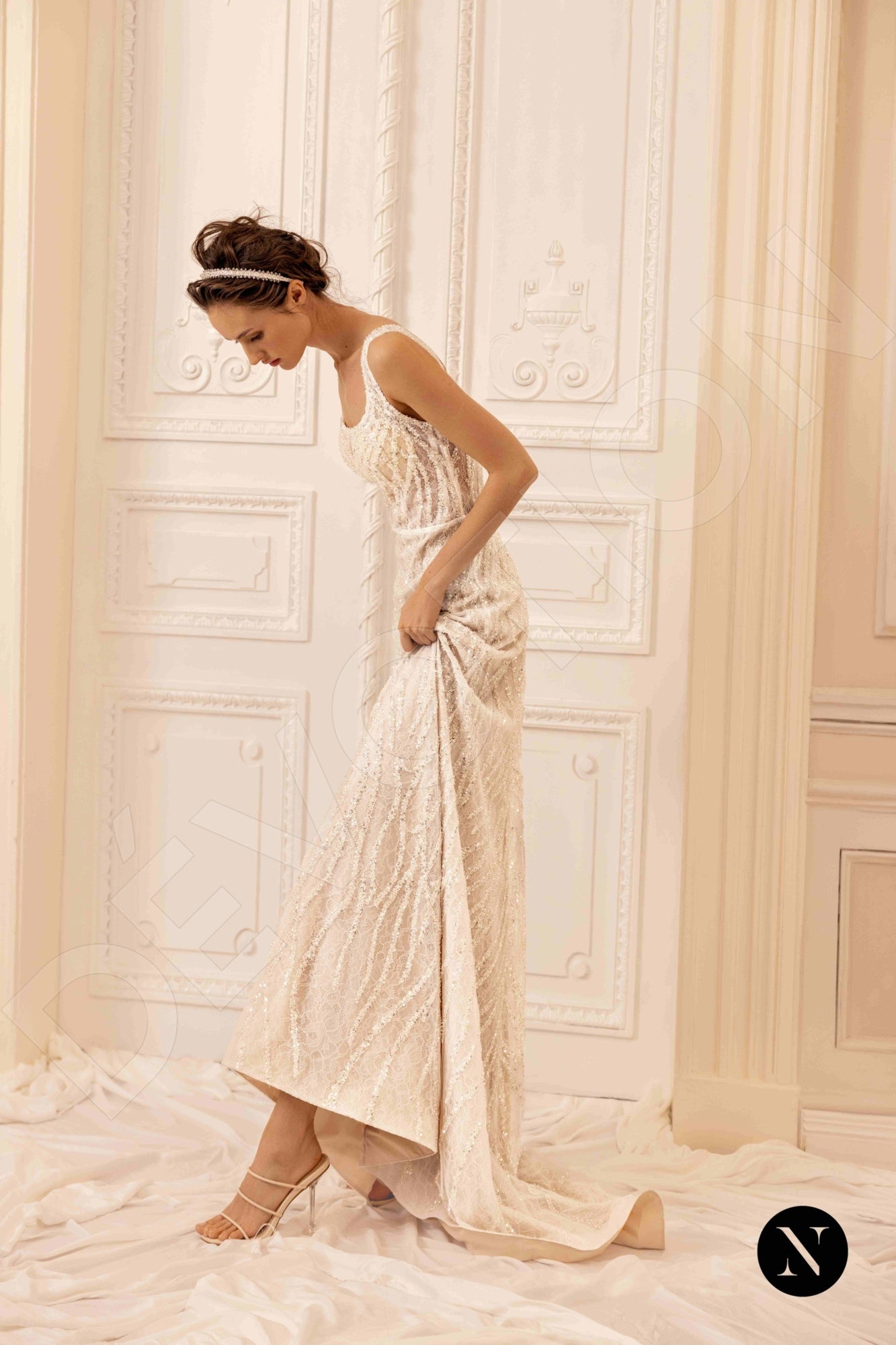 Rachel A-line Square Nude Wedding dress