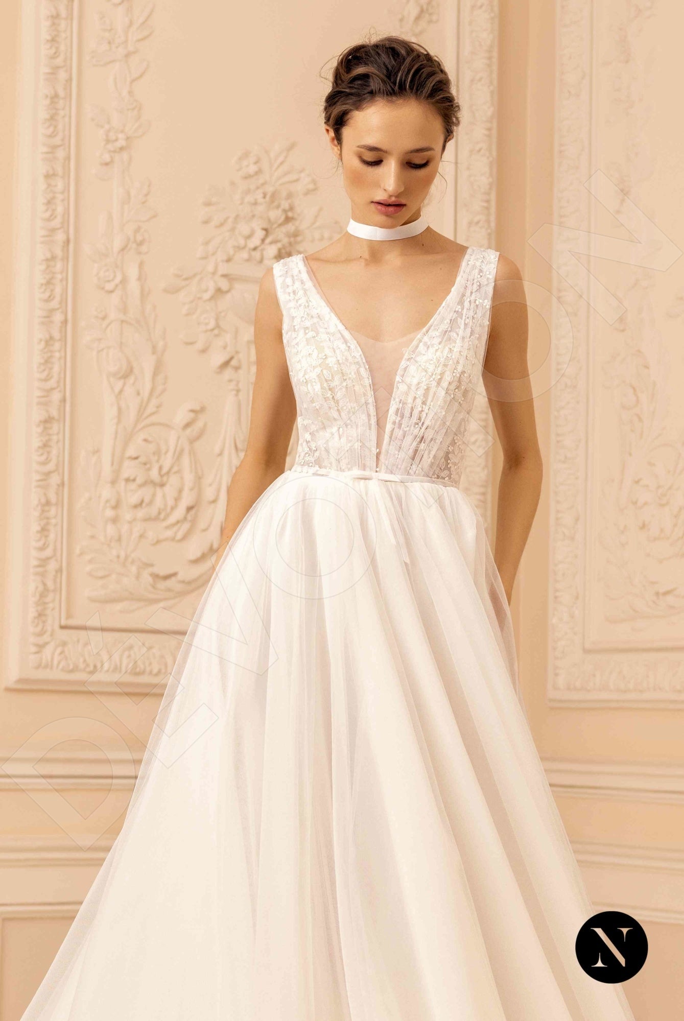 Sandra A-line Scoop Ivory Wedding dress