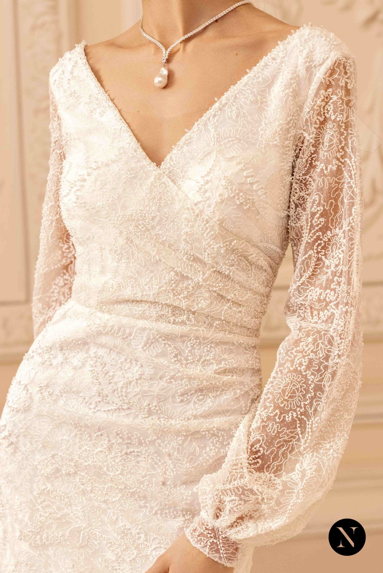 Selena Trumpet/Mermaid V-neck Ivory Wedding dress