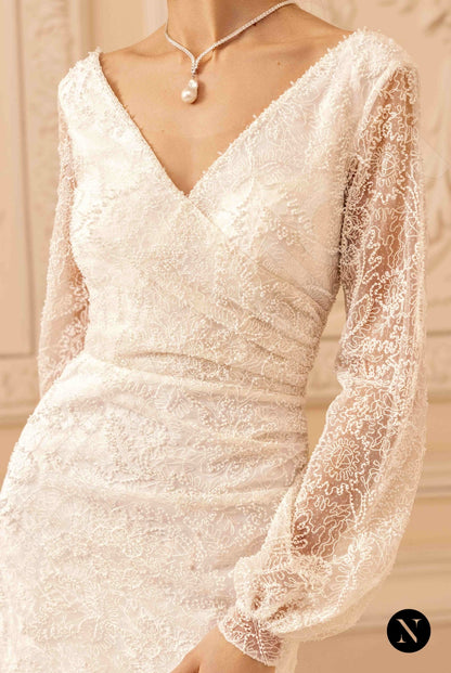 Selena Open back Trumpet/Mermaid Long sleeve Wedding Dress 4