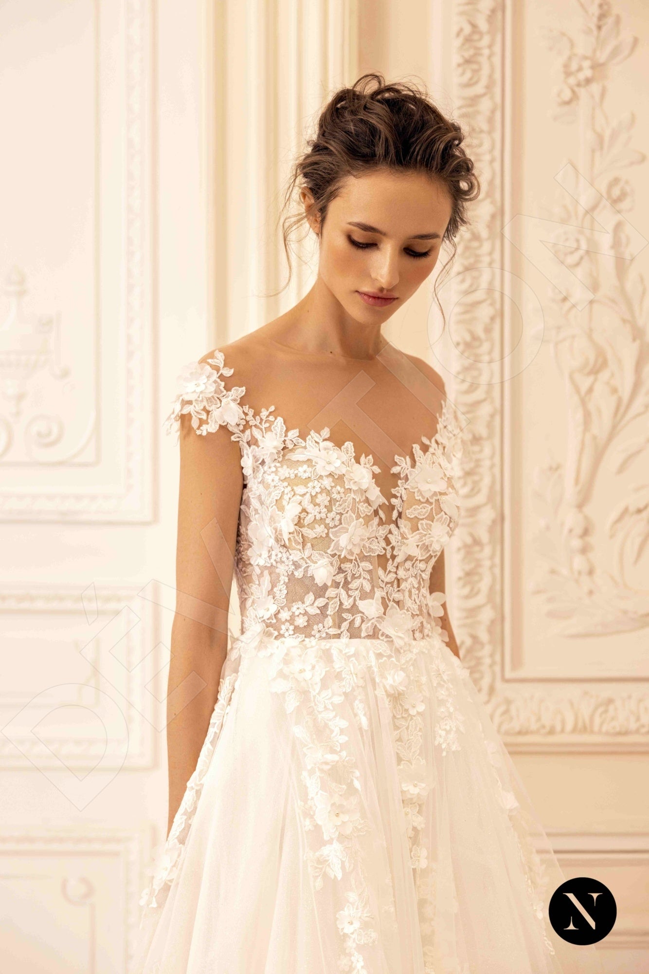 Sharon Open back A-line Short/ Cap sleeve Wedding Dress 2