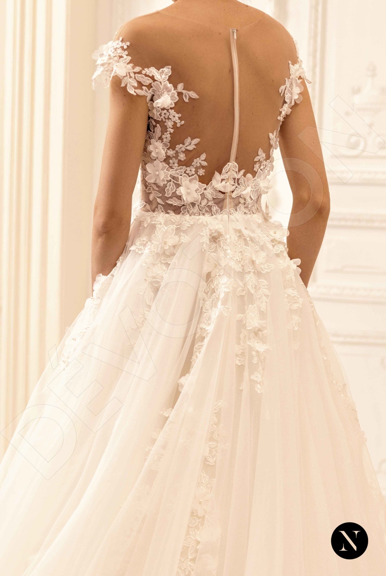 Sharon A-line Illusion Nude Ivory Wedding dress