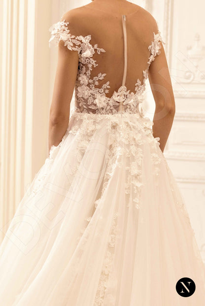 Sharon Open back A-line Short/ Cap sleeve Wedding Dress 3