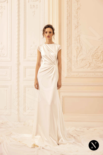 Janet Open back Trumpet/Mermaid Short/ Cap sleeve Wedding Dress 7