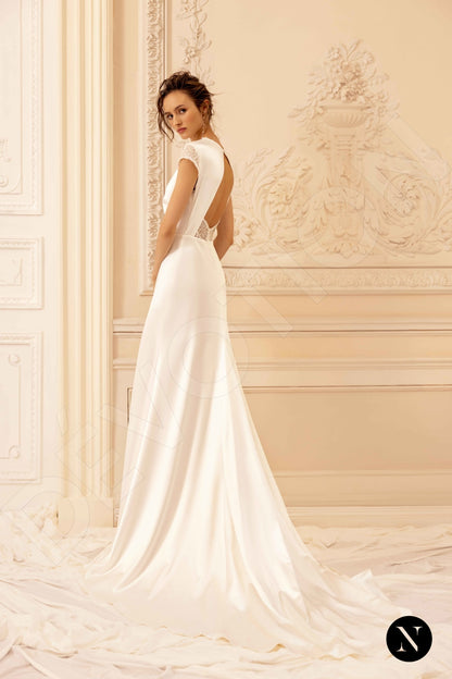 Janet Open back Trumpet/Mermaid Short/ Cap sleeve Wedding Dress 6