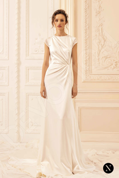 Janet Open back Trumpet/Mermaid Short/ Cap sleeve Wedding Dress Front