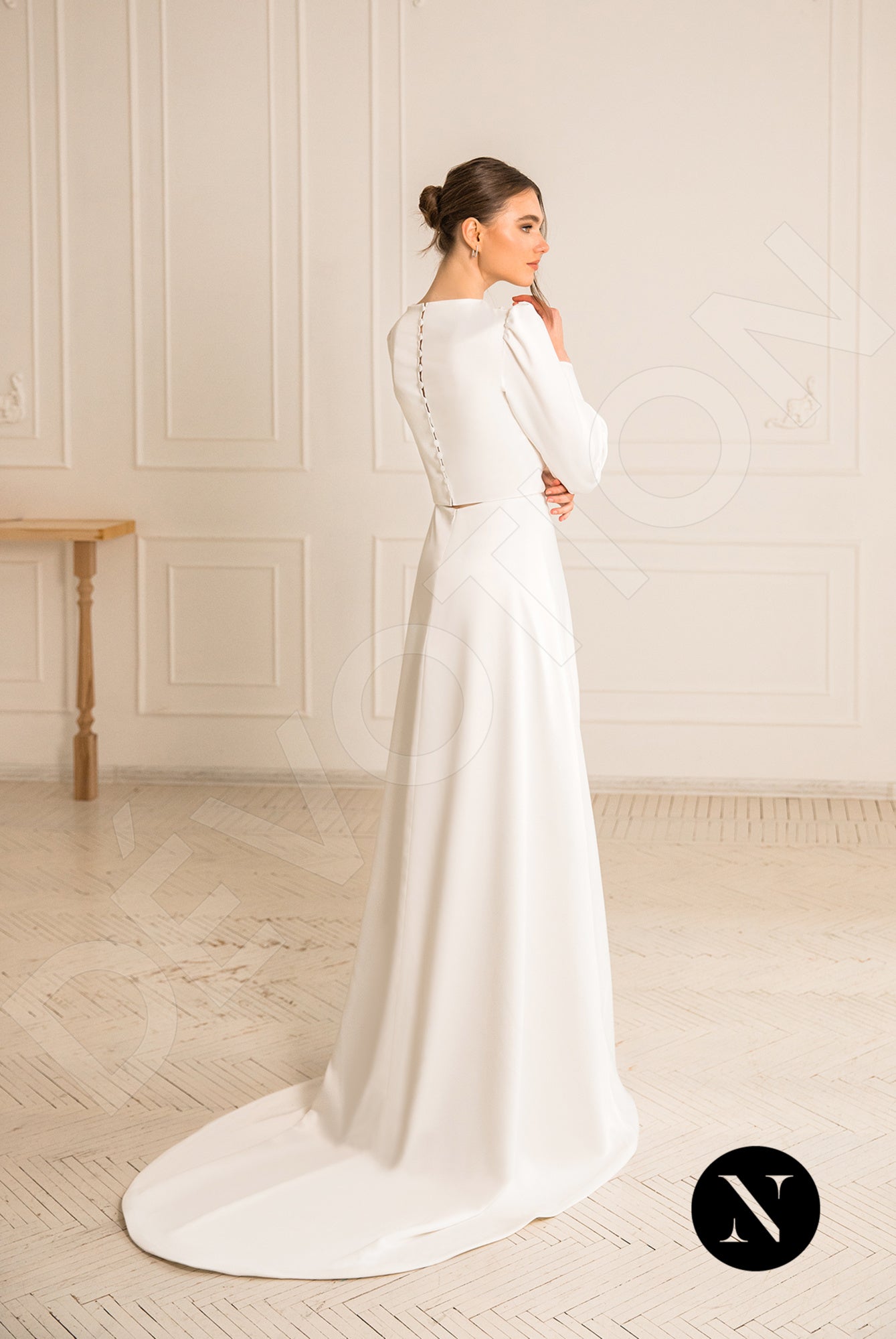 Gabanna Shine A-line Boat/Bateau Milk Wedding dress