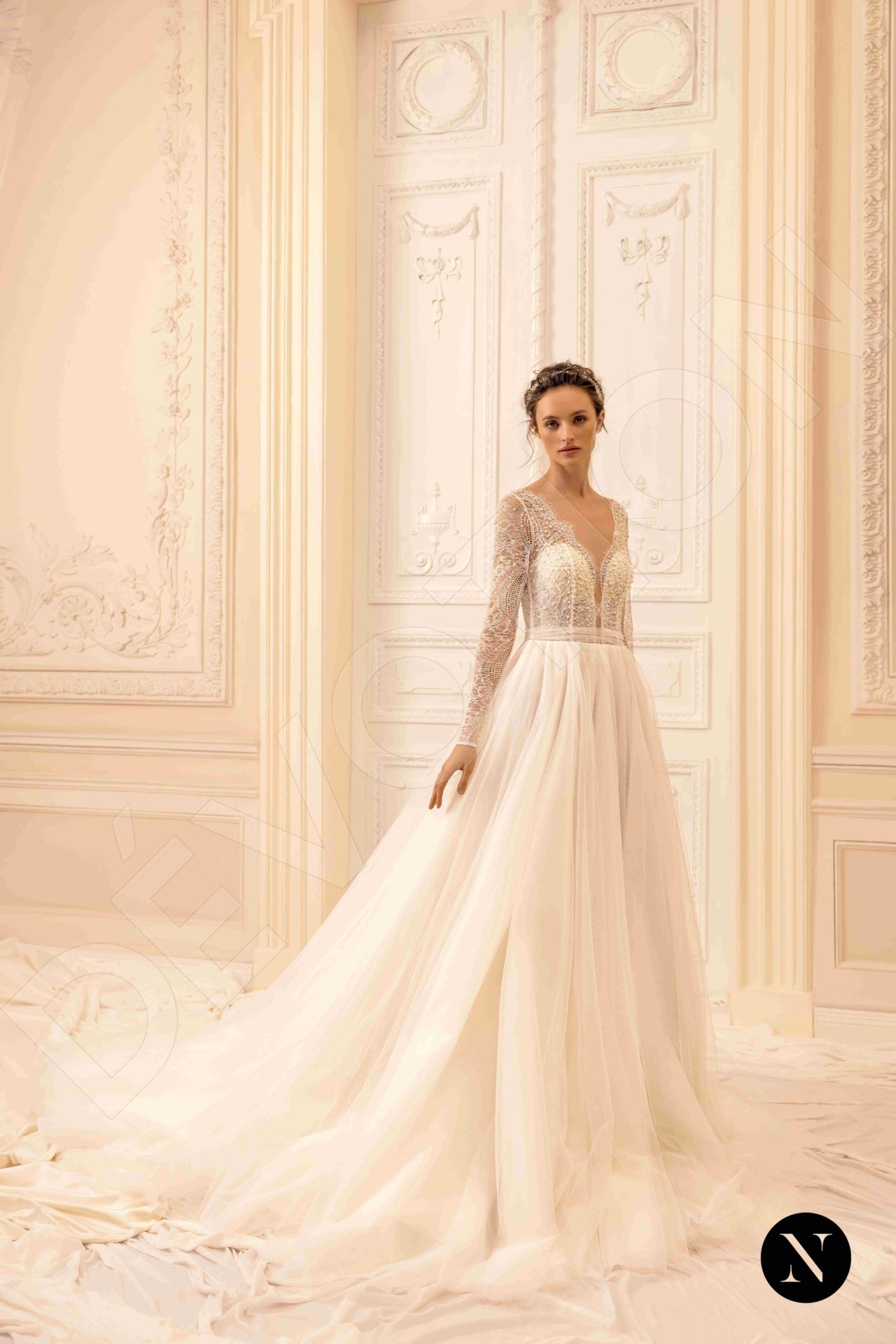 Joanna A-line Illusion Nude Ivory Wedding dress