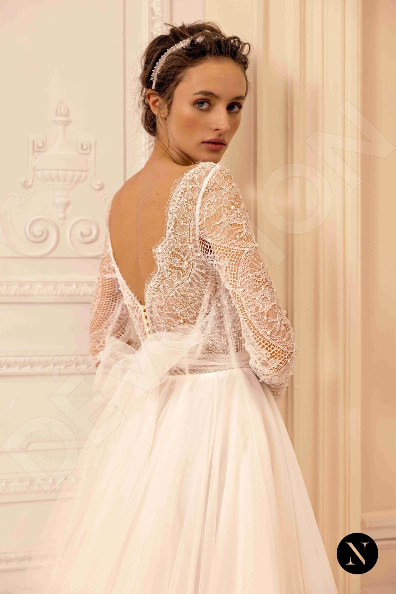 Joanna A-line Illusion Nude Ivory Wedding dress