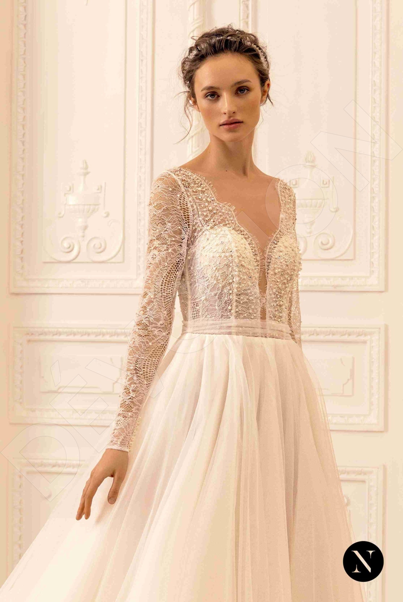 Joanna A-line Illusion Nude Ivory Wedding dress