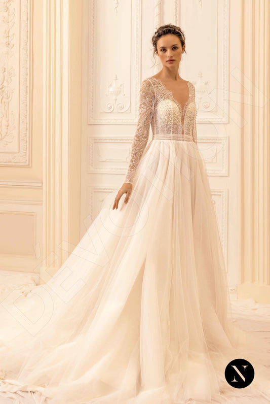 Joanna A-line Illusion Nude Ivory Wedding dress