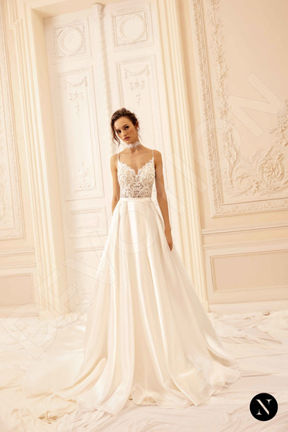 Tiffania Open back A-line Straps Wedding Dress 7