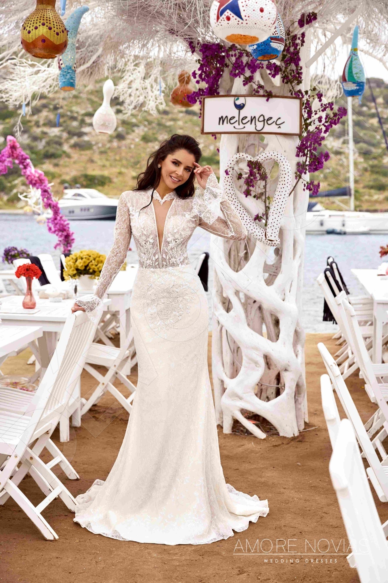 Hale Full back Trumpet/Mermaid Long sleeve Wedding Dress 8