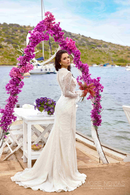 Hale Full back Trumpet/Mermaid Long sleeve Wedding Dress 7