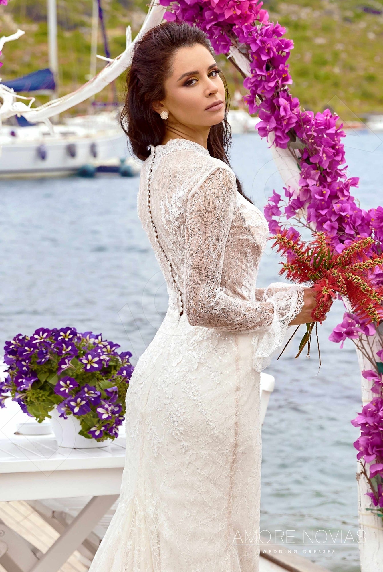 Hale Full back Trumpet/Mermaid Long sleeve Wedding Dress 4