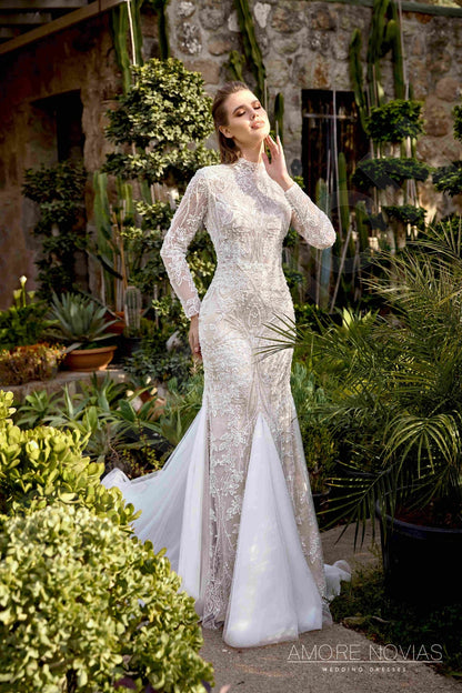 Lee Full back Trumpet/Mermaid Long sleeve Wedding Dress 10