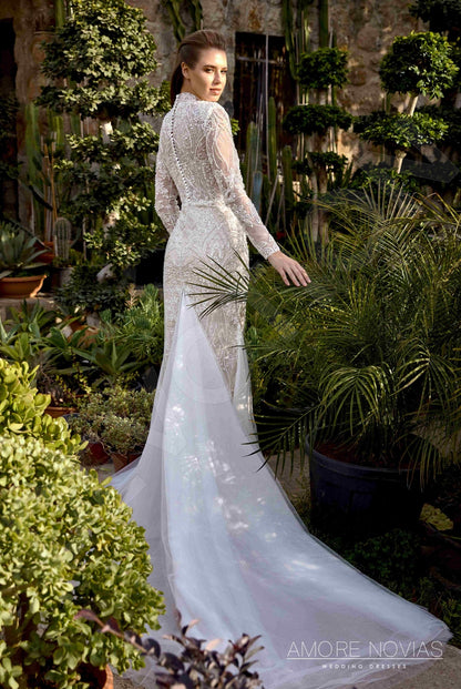 Lee Full back Trumpet/Mermaid Long sleeve Wedding Dress Back