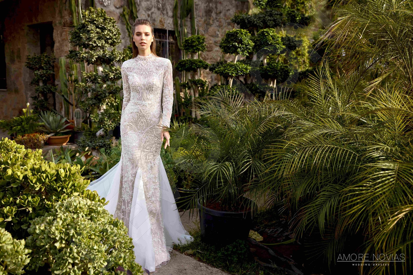 Lee Full back Trumpet/Mermaid Long sleeve Wedding Dress 7