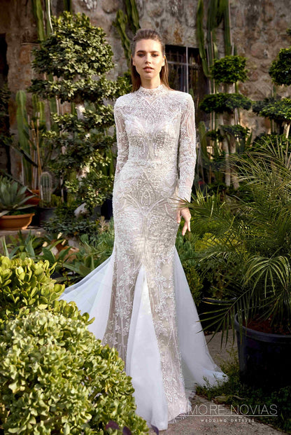 Lee Full back Trumpet/Mermaid Long sleeve Wedding Dress 9