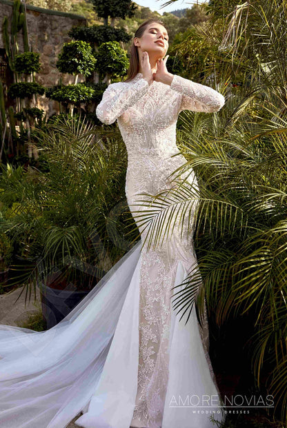 Lee Full back Trumpet/Mermaid Long sleeve Wedding Dress 6