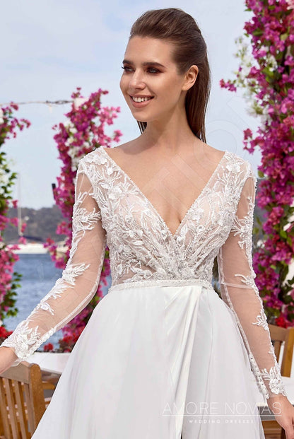 Spencer Full back A-line Long sleeve Wedding Dress 5