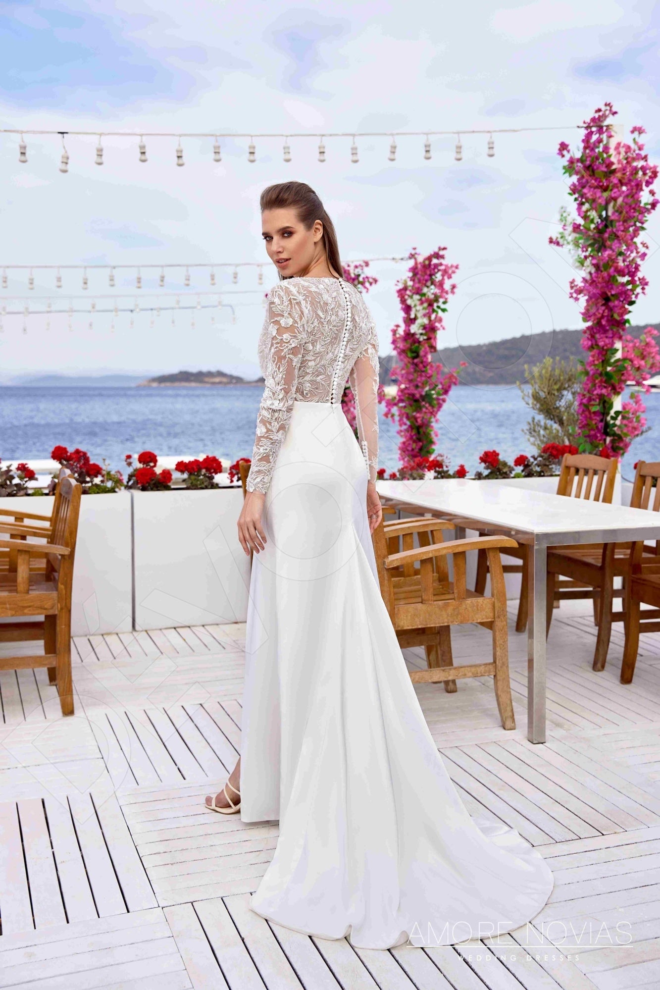 Spencer A-line Deep V-neck Ivory Wedding dress