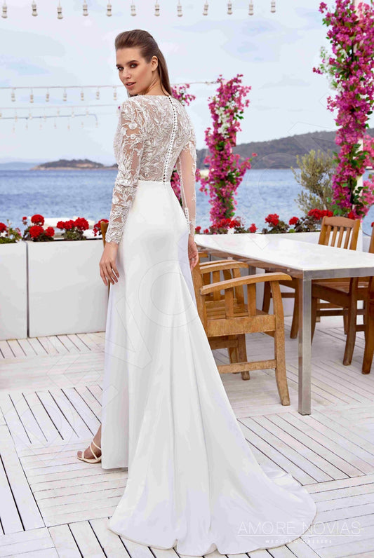 Spencer A-line Deep V-neck Ivory Wedding dress