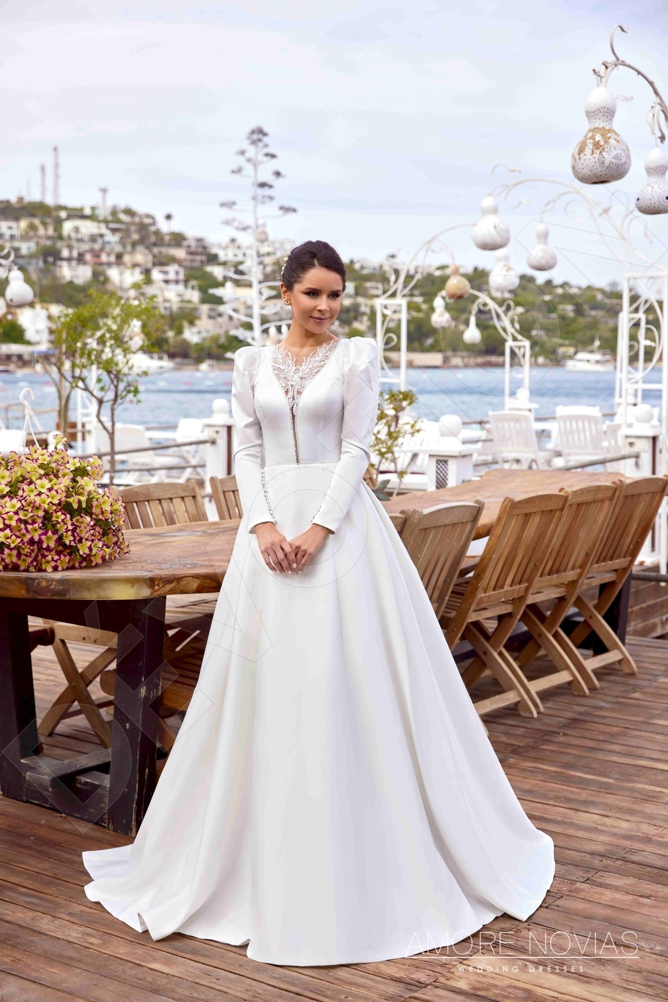 Dreama A-line Jewel Ivory Wedding dress