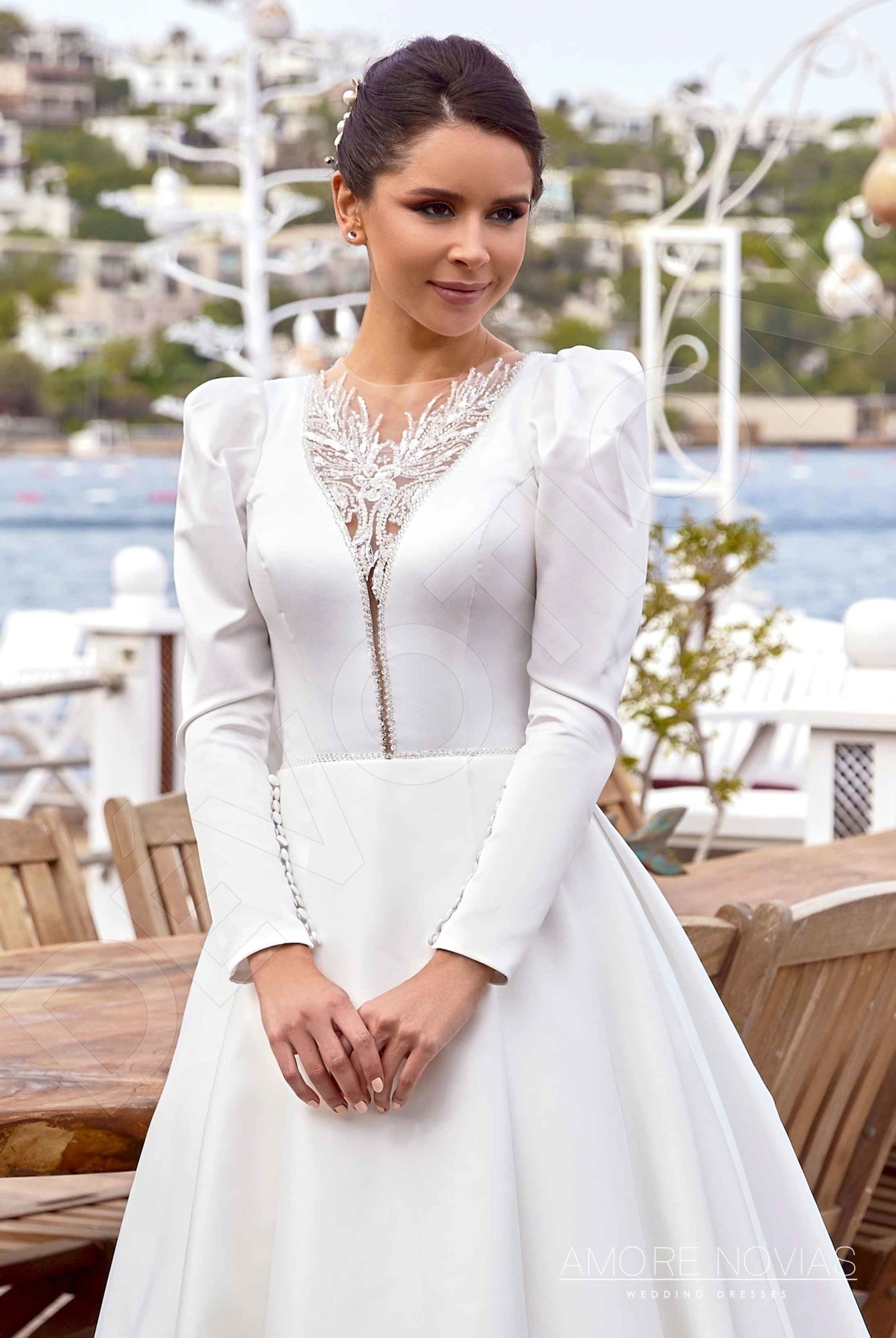 Dreama A-line Jewel Ivory Wedding dress