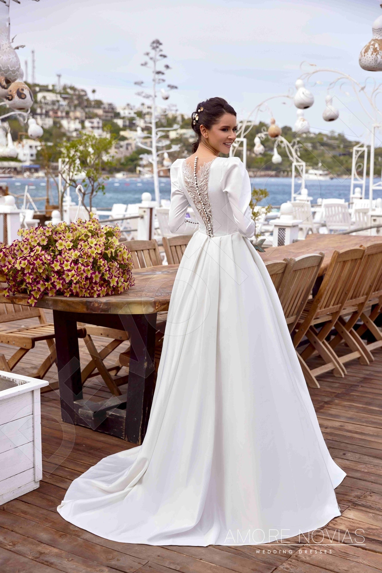 Dreama A-line Jewel Ivory Wedding dress