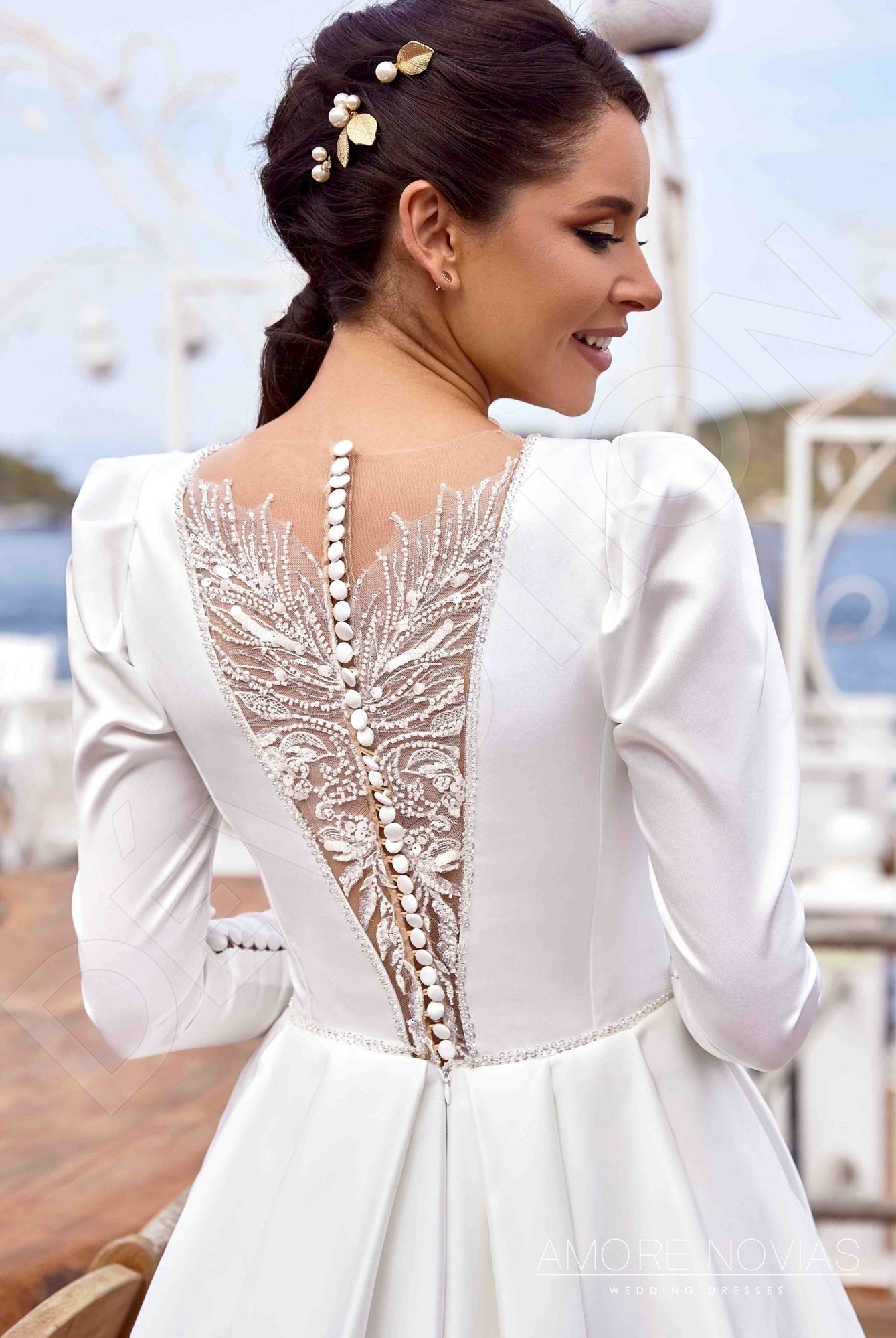 Dreama A-line Jewel Ivory Wedding dress