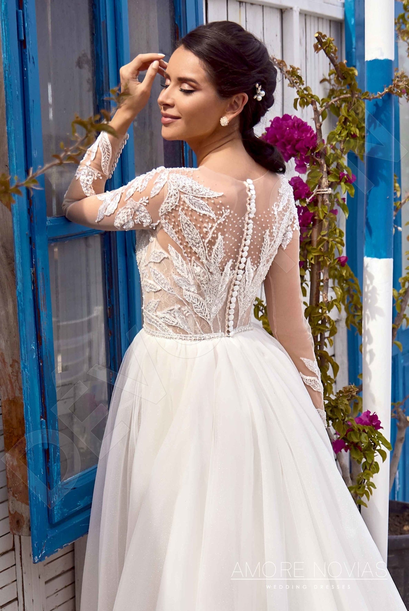 Christa A-line Jewel Milk Blush Wedding dress