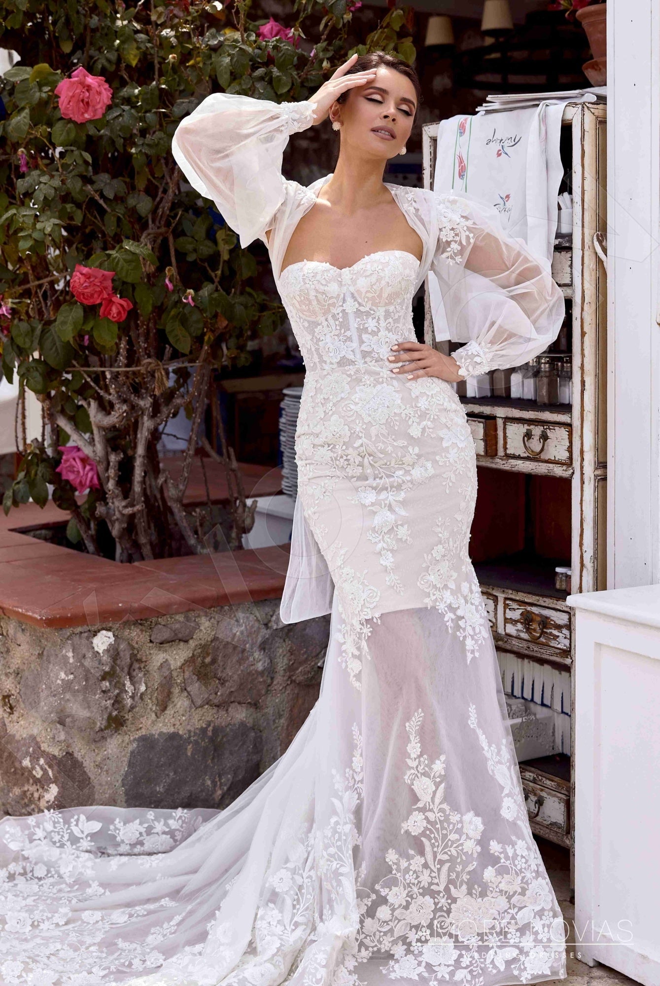 Lou Trumpet/Mermaid Sweetheart Milk Nude Wedding dress