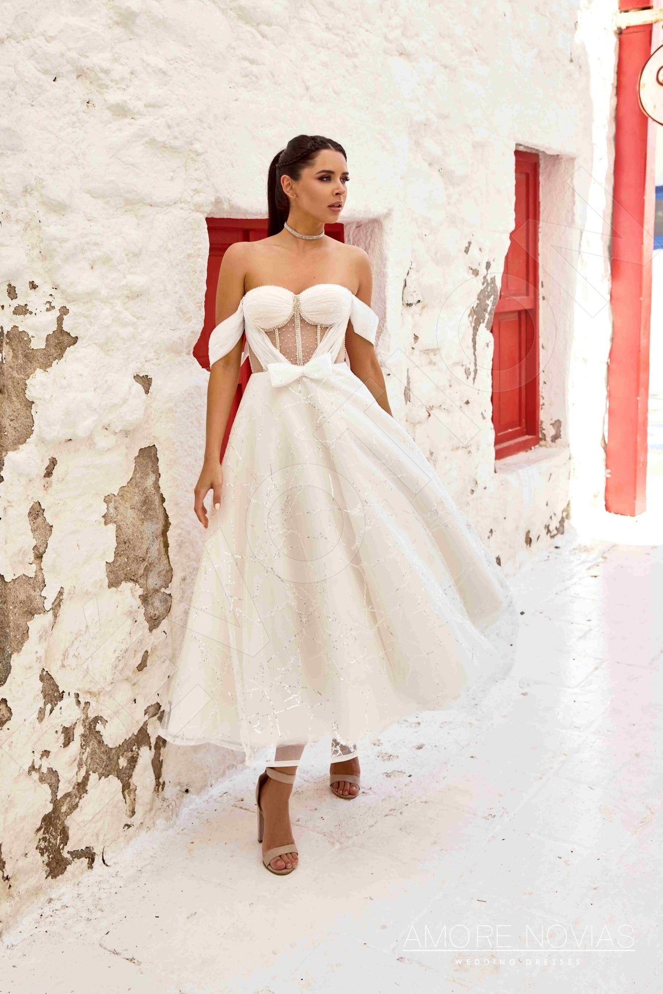 Kylies A-line Off-shoulder/Drop shoulders Milk Blush Wedding dress