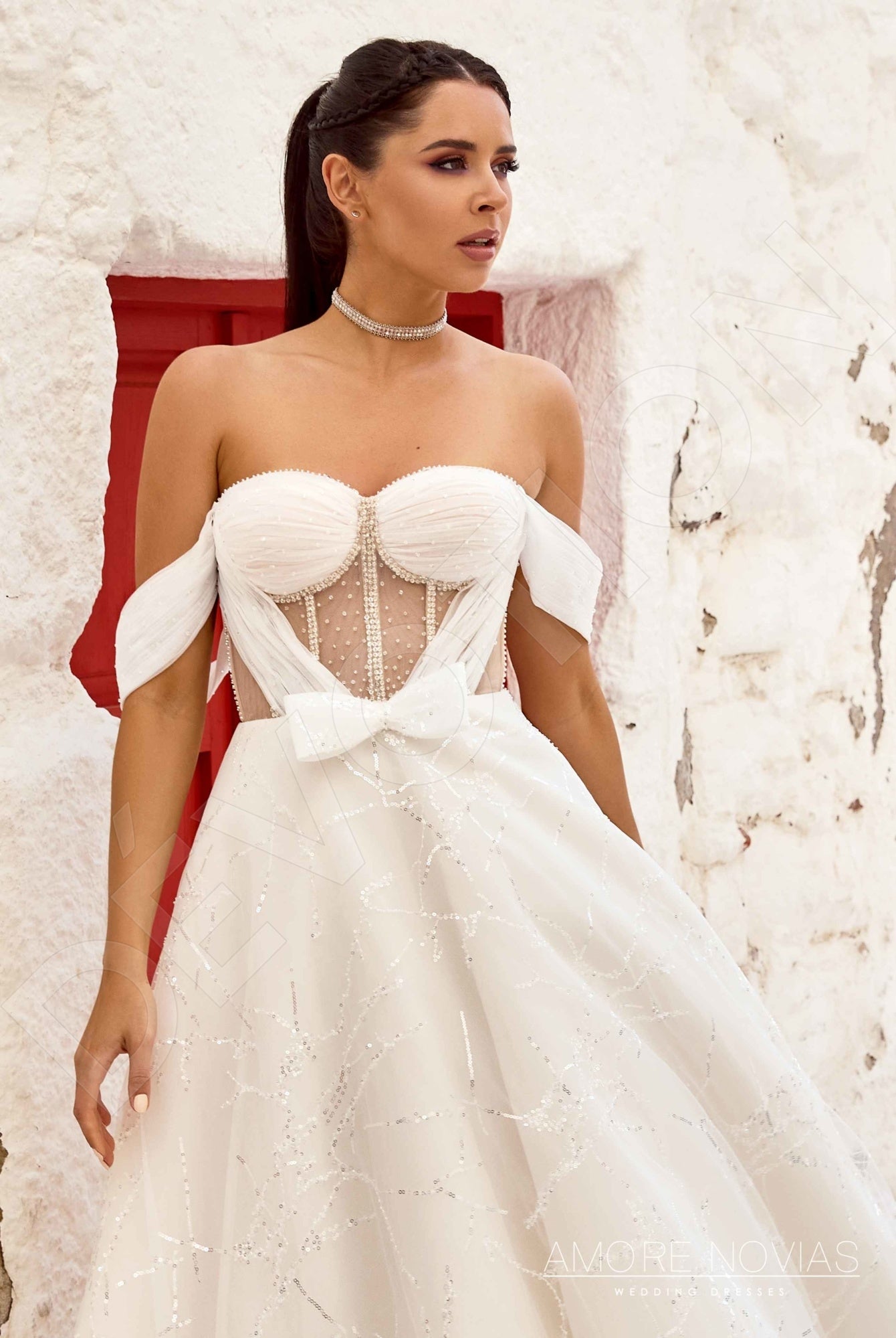 Kylies A-line Off-shoulder/Drop shoulders Milk Blush Wedding dress