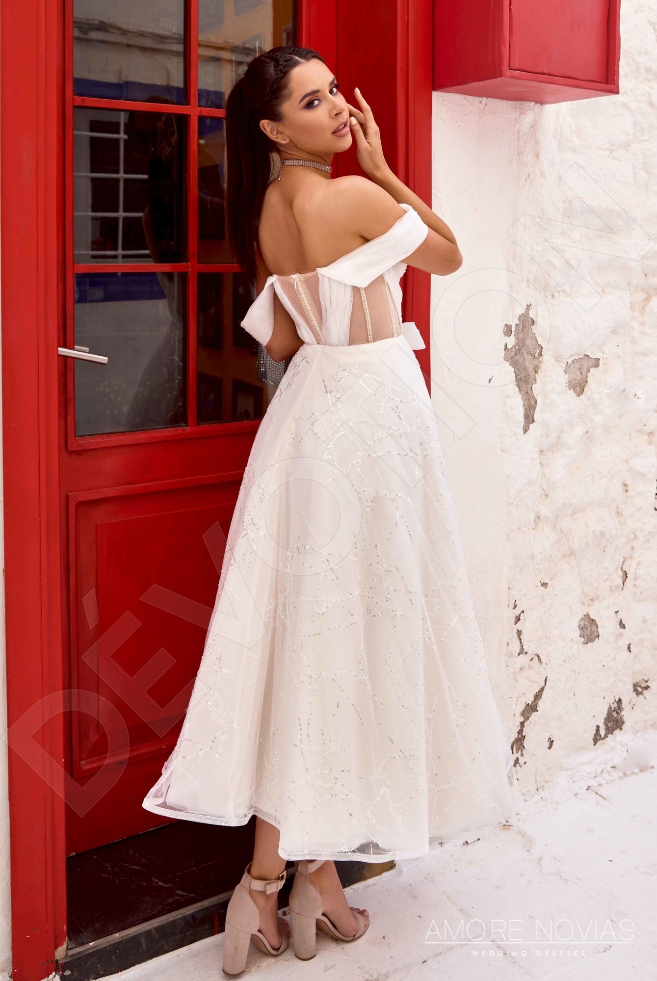 Kylies A-line Off-shoulder/Drop shoulders Milk Blush Wedding dress