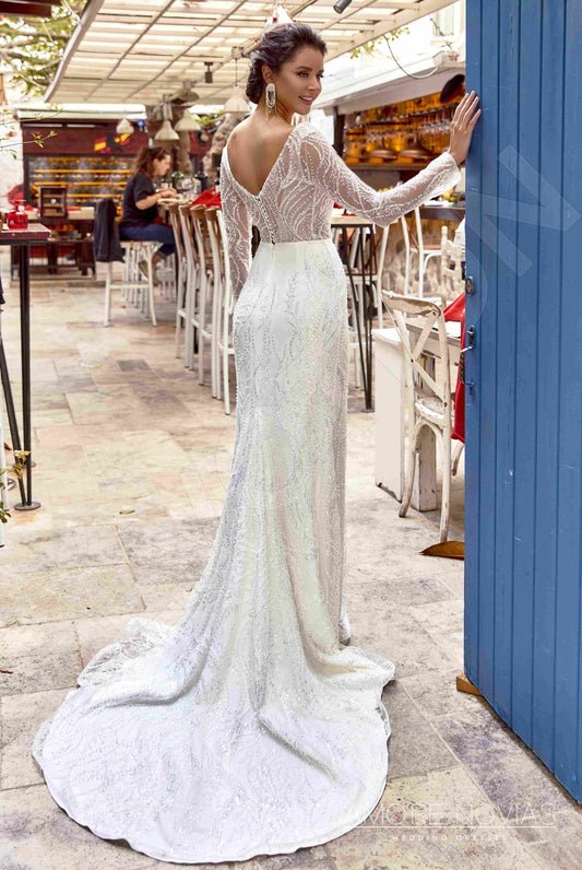 Jackie Trumpet/Mermaid Deep V-neck Ivory Wedding dress