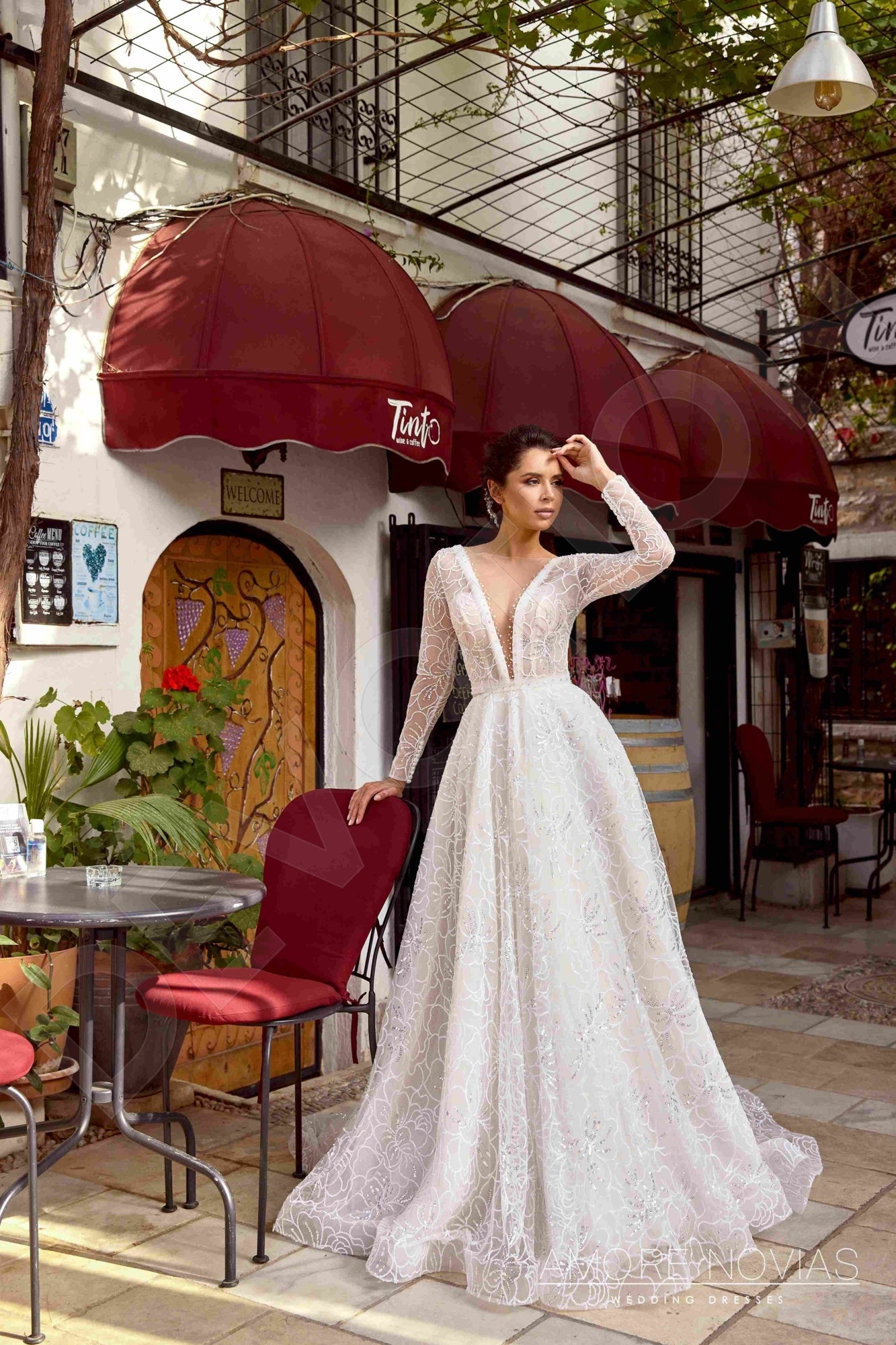 Joey Open back A-line Long sleeve Wedding Dress 8