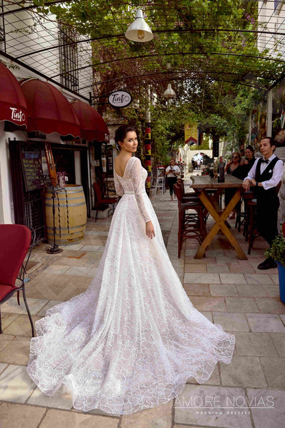 Joey Open back A-line Long sleeve Wedding Dress 6