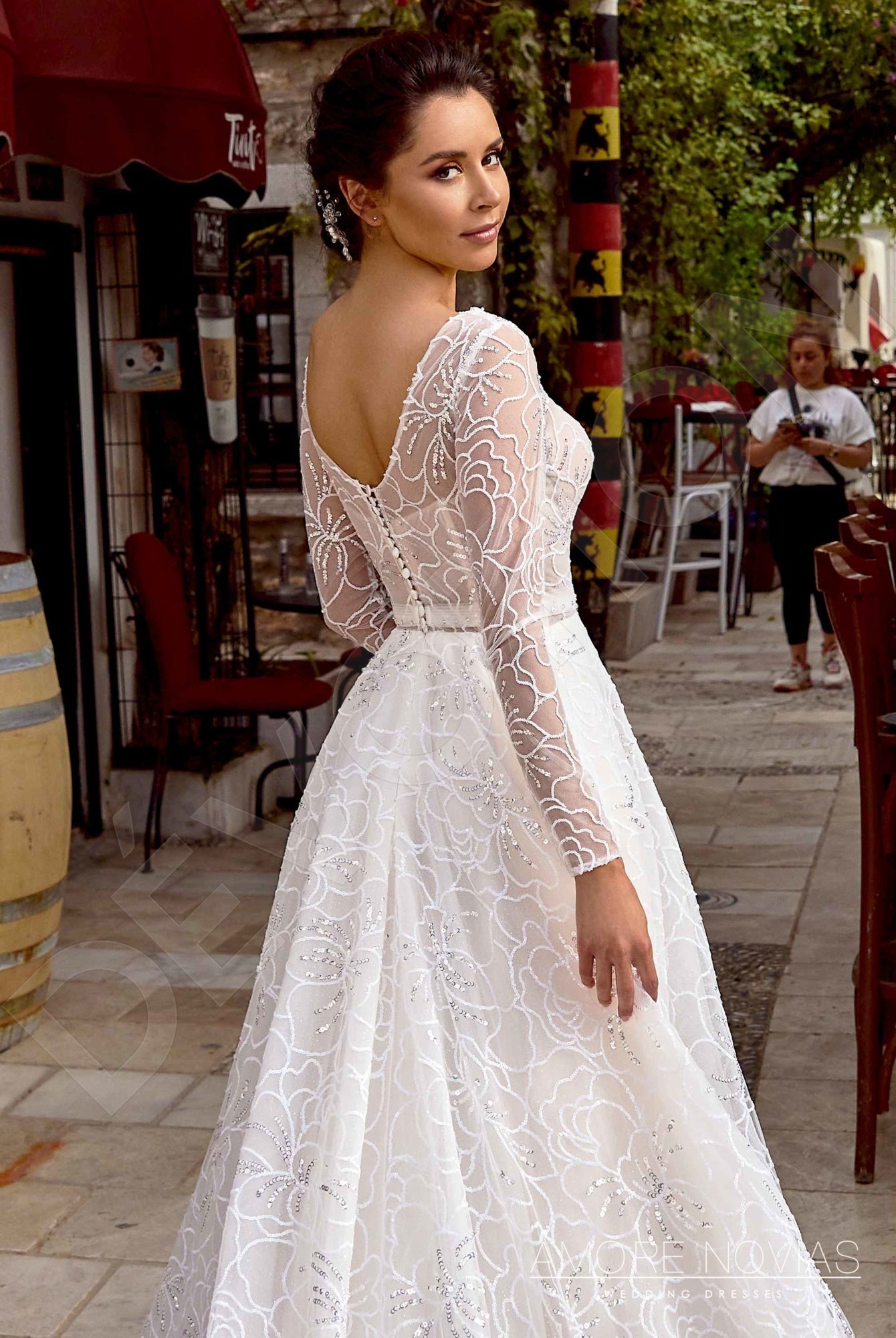 Joey Open back A-line Long sleeve Wedding Dress 4