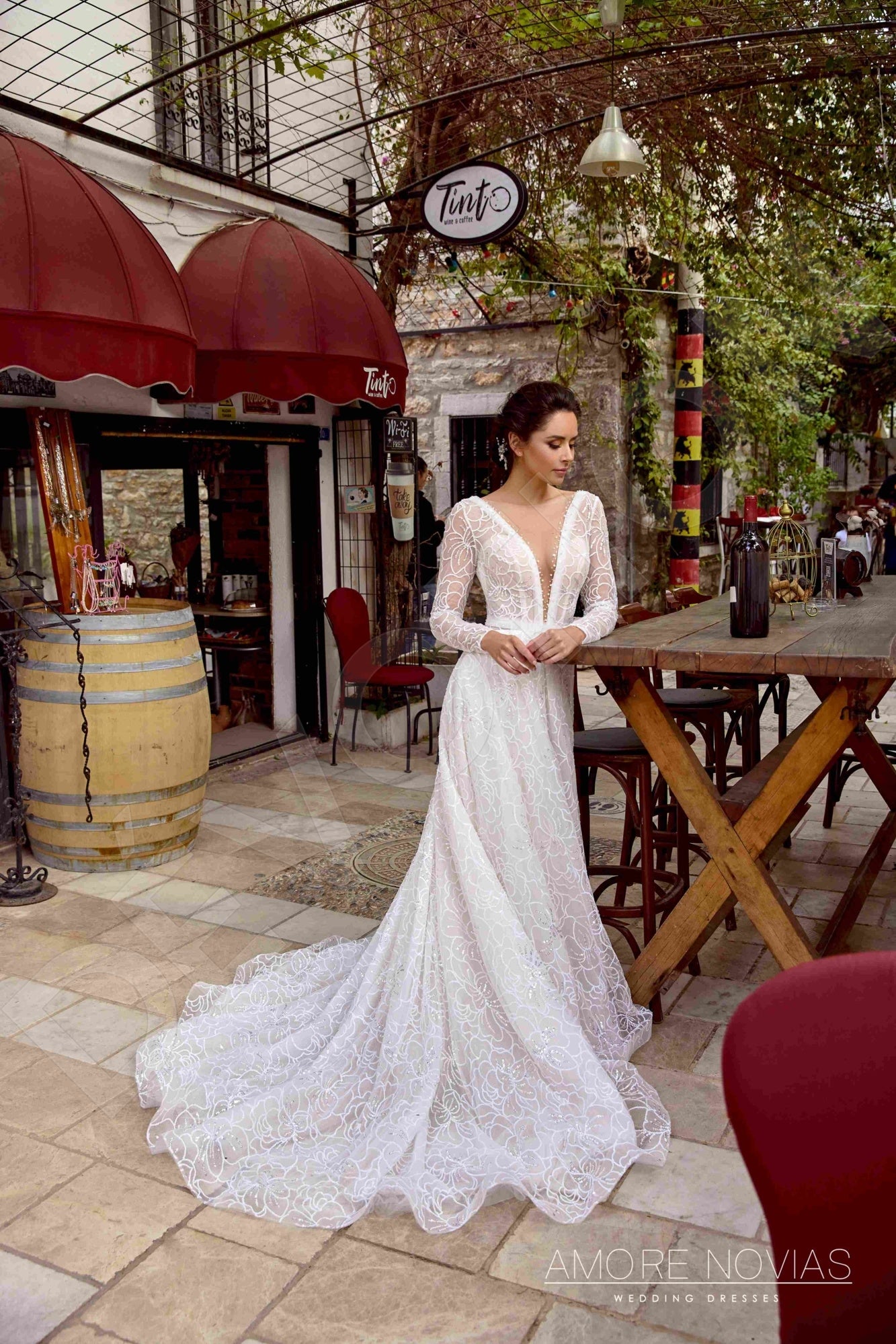 Joey Open back A-line Long sleeve Wedding Dress 7