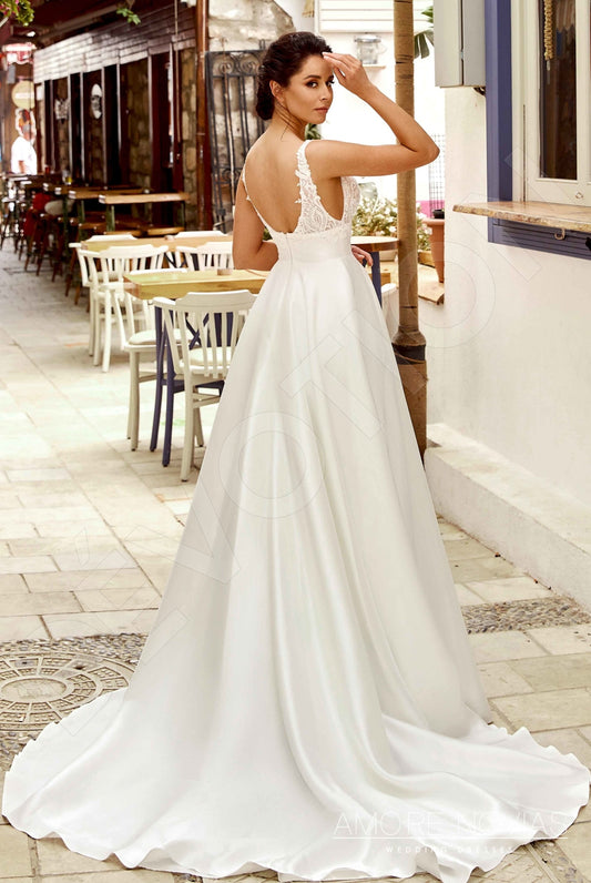 Shannon A-line Deep V-neck Ivory Wedding dress