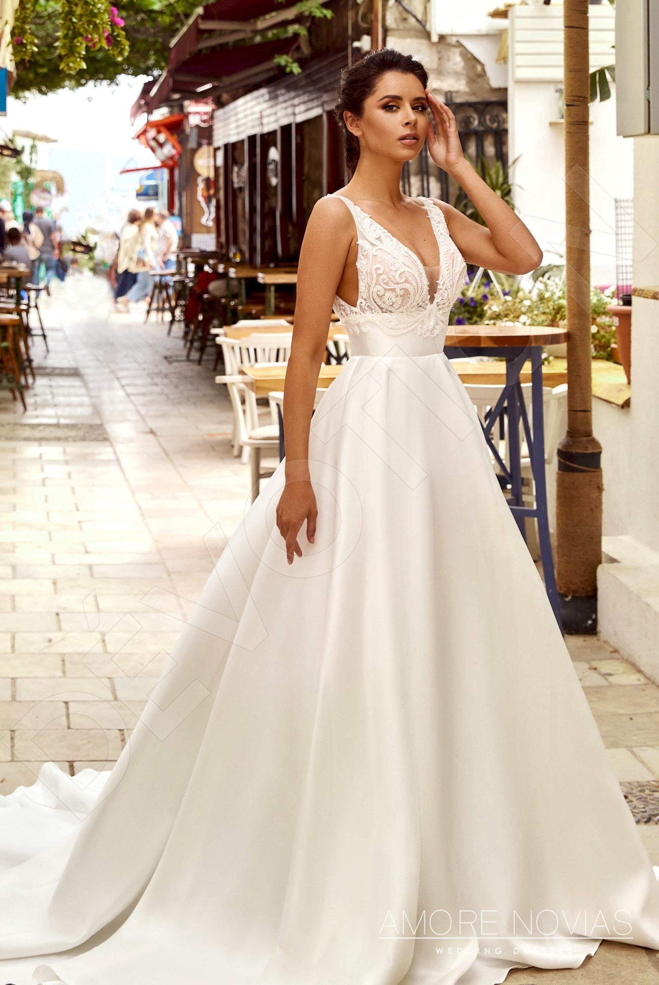 Shannon A-line Deep V-neck Ivory Wedding dress