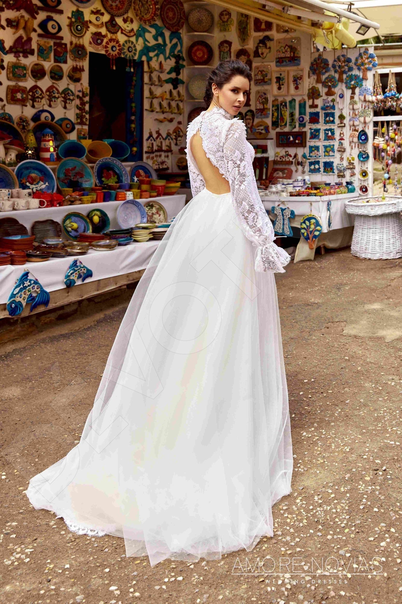 Alana Trumpet/Mermaid High neck Milk Blush Wedding dress