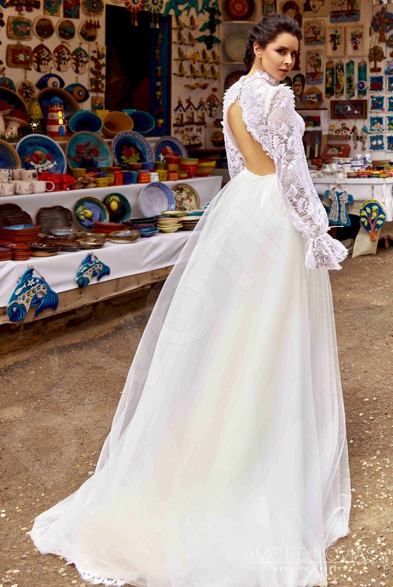 Alana Open back Trumpet/Mermaid Long sleeve Wedding Dress Back