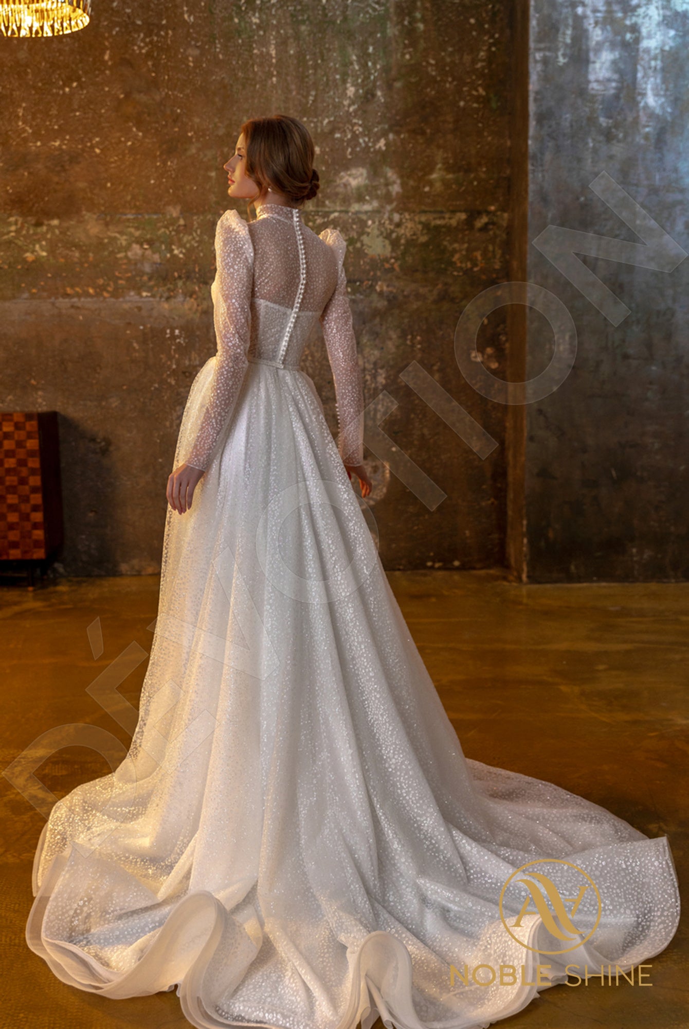 Agadrina A-line High neck Milk Wedding dress