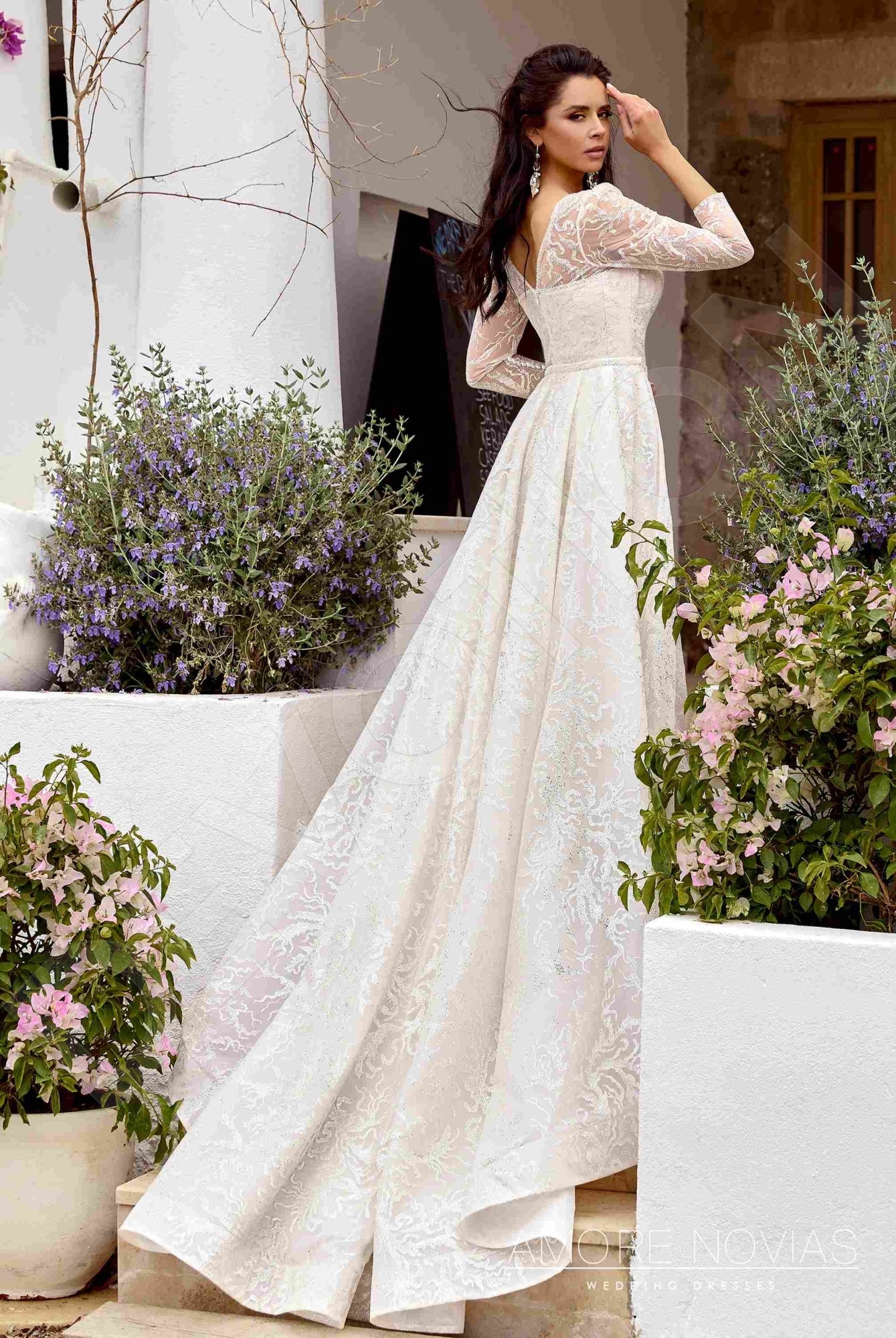 Caroline Open back Trumpet/Mermaid Long sleeve Wedding Dress Back