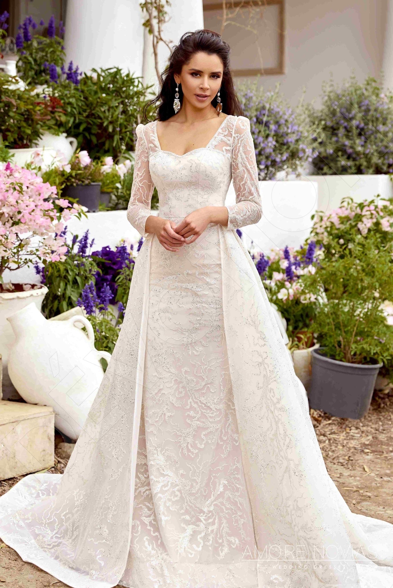 Caroline Open back Trumpet/Mermaid Long sleeve Wedding Dress Front