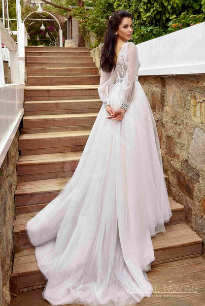 Maxa Open back A-line Long sleeve Wedding Dress Back